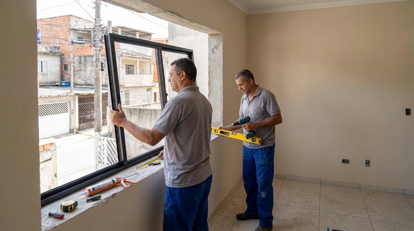 Esquadria de alumínio com vista para rua em Ubatuba-SP